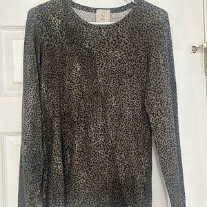 Sioni Animal Print Long Sleeve Top - Black and Brown